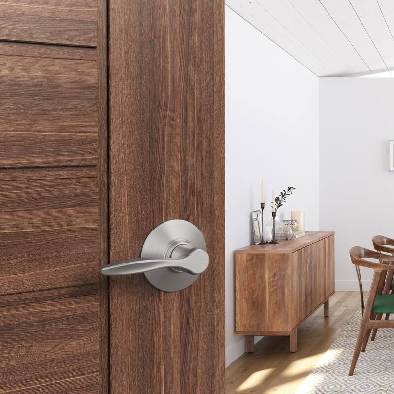 Schlage F10-DEL Delfayo Passage Door Lever Set with Plymouth Trim