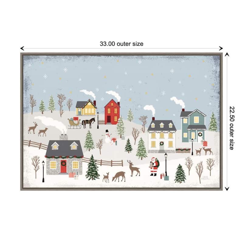 Christmas Village II Day by Laura Marshall Framed Canvas Wall Art