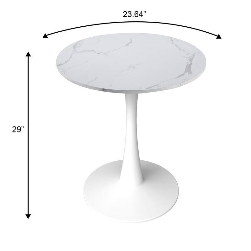 Bristol Modern Round Dining Table with Stain Resistant Solid Wood Top and White Pedestal Base for Home, Cafes and Restaurant