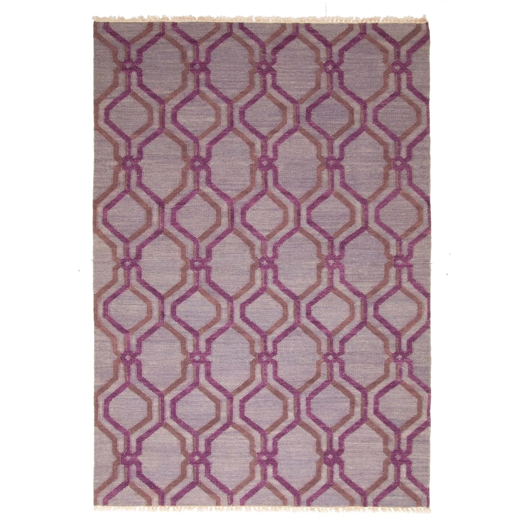 ECARPETGALLERY Flat-Weave Ankara FW Grey Wool Kilim - 5'5 x 8'0