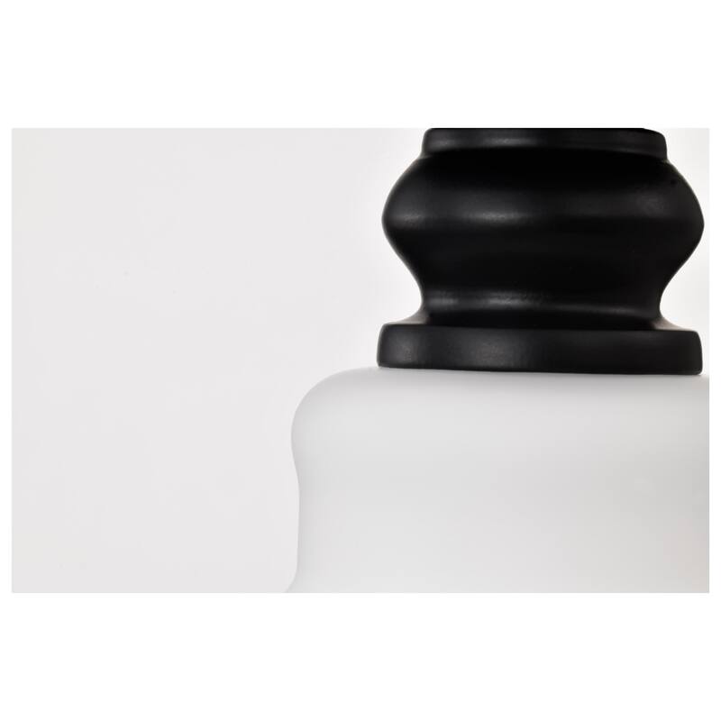 Russel - 10 Inch Semi Flush Mount - Matte Black with Satin White Glass