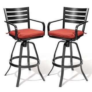Crestlive Products Outdoor Cast Aluminum Swivel Bar Stool with Sunbrella Cushion (Set of 2) - 18.5" W x 18.5" D x 45.67" H
