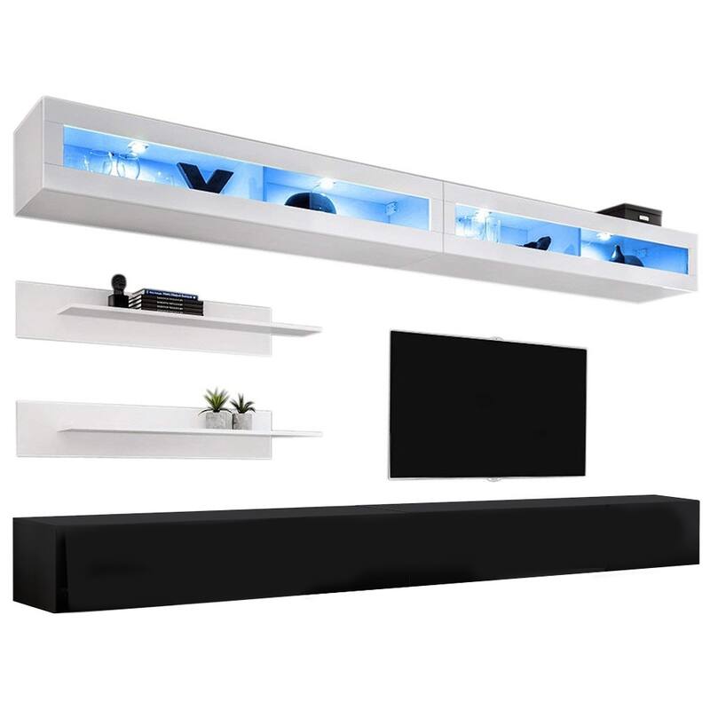 Fly I2 30TV Wall-mounted Floating Modern Entertainment Center - White/Black