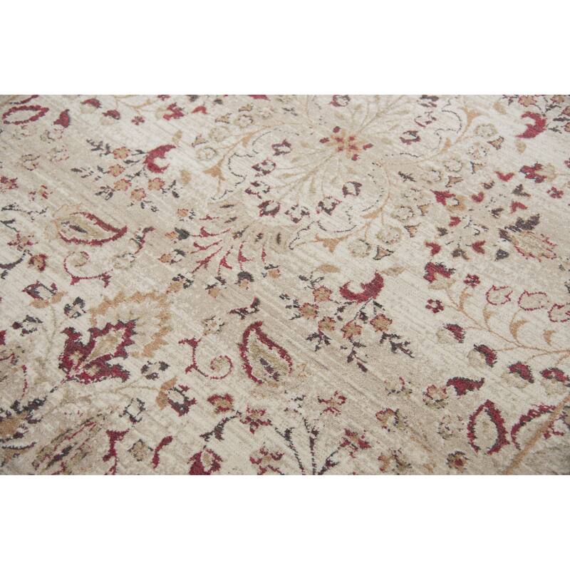 Alora Decor Euphoria Cream, Beige, Brown, and Red Wool Rug