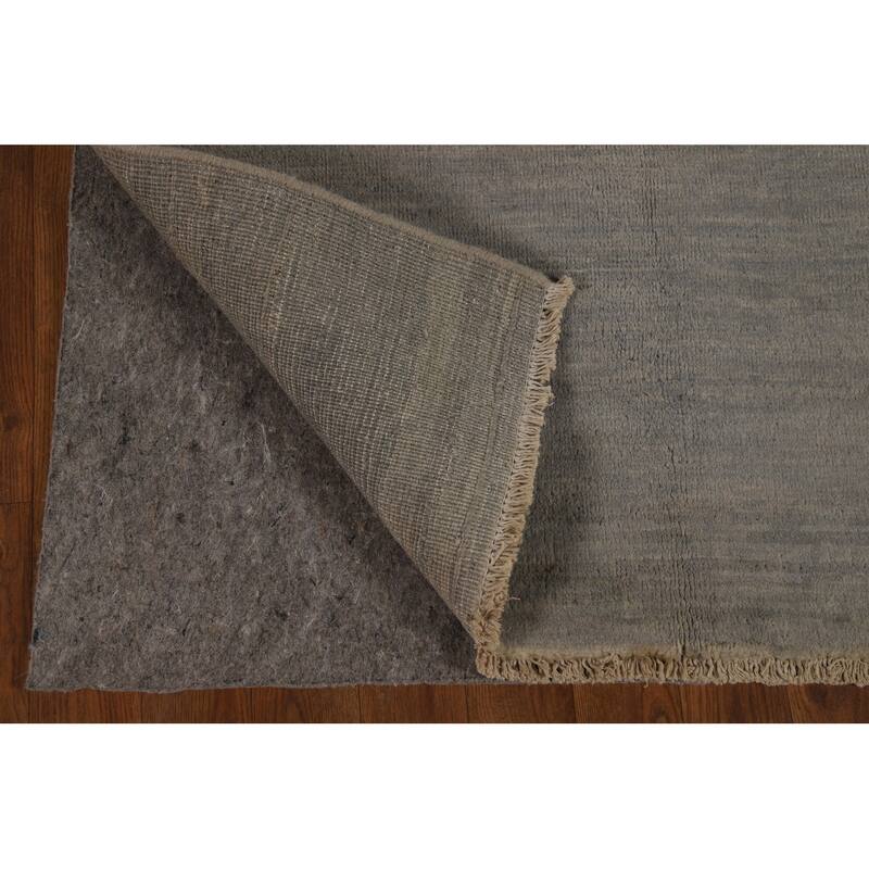 Striped Gray Gabbeh Modern Rug Handmade Wool Carpet - 3'3" x 4'6"
