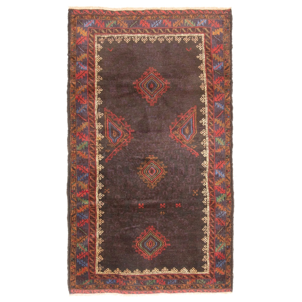 ECARPETGALLERY Hand-knotted Teimani Dark Grey Wool Rug - 3'8 x 6'5