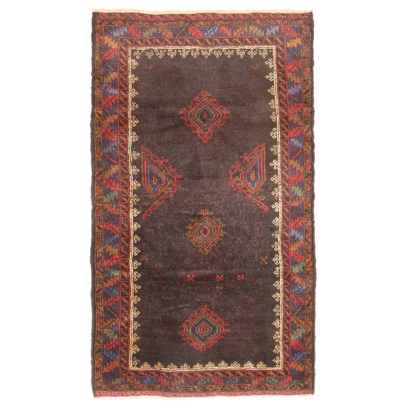 ECARPETGALLERY Hand-knotted Teimani Dark Grey Wool Rug - 3'8 x 6'5