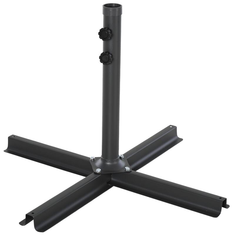 Outsunny Umbrella Stand Fitting 48mm Poles and Steel Base with 4 Fillable Plastic Weights, 4 Gal. Capacity Each, Black