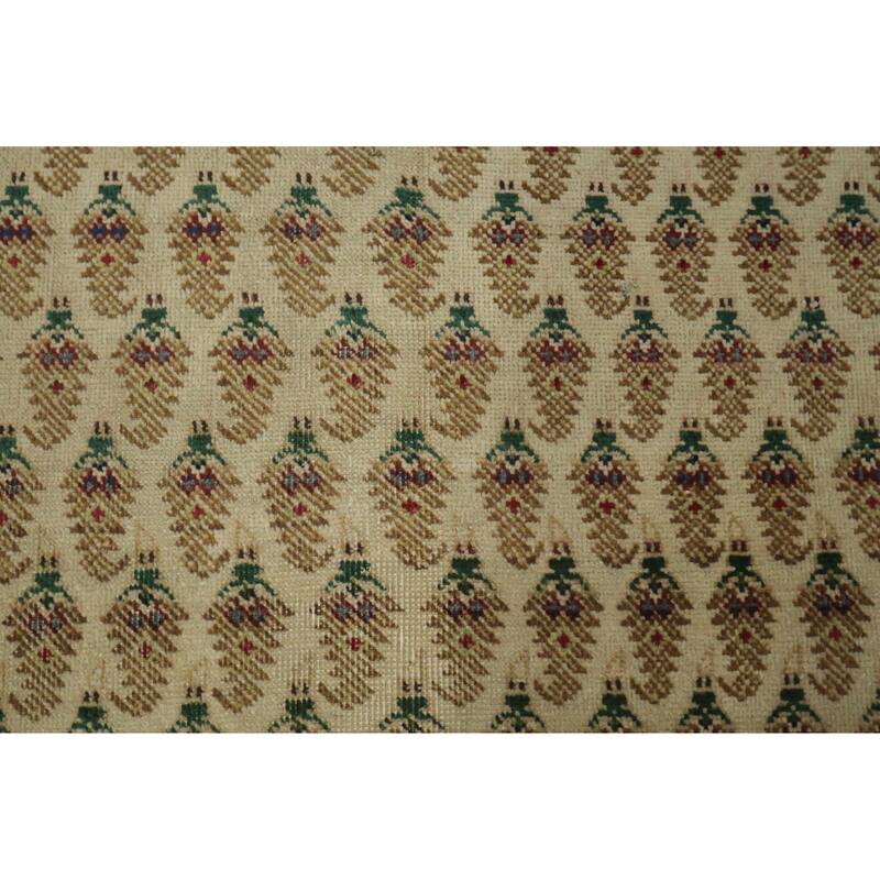 Hand Knotted Oriental 100% Wool Carpet Traditional All-Over Beige & Ivories Tabriz Area Rug - 11' 1'' X 8' 3''