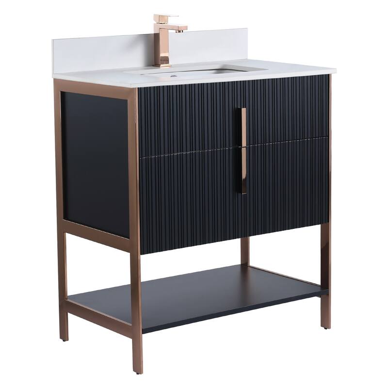 Fine Fixtures Serenity Modern Bathroom Vanity with White Stone Top