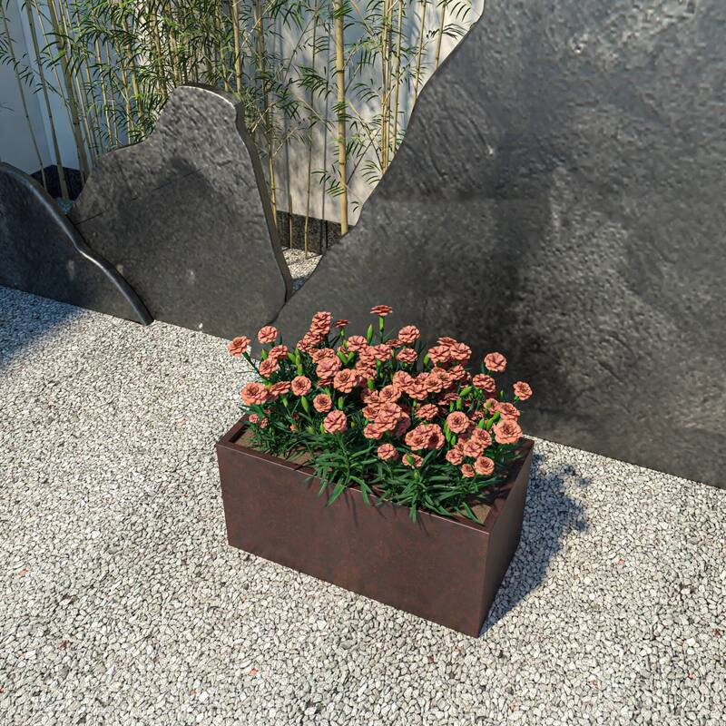 Bloom Rectangular Planter in Fiberstone and MgO Clay for Indoor Outdoor