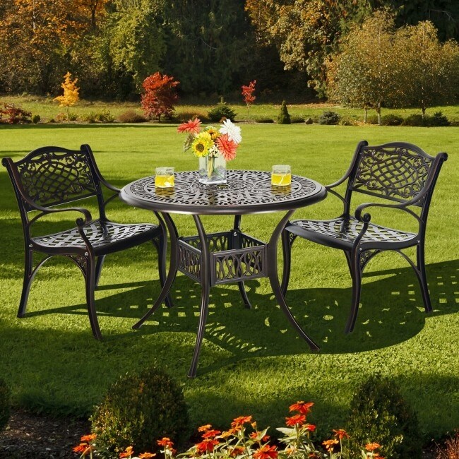 best patio umbrella for 36in round tble 36 Inch Patio Round Dining Bistro Table with Umbrella Hole-Wine - 36