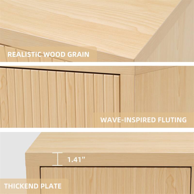 Night Stand with Drawer Storage Fluted Bed Large