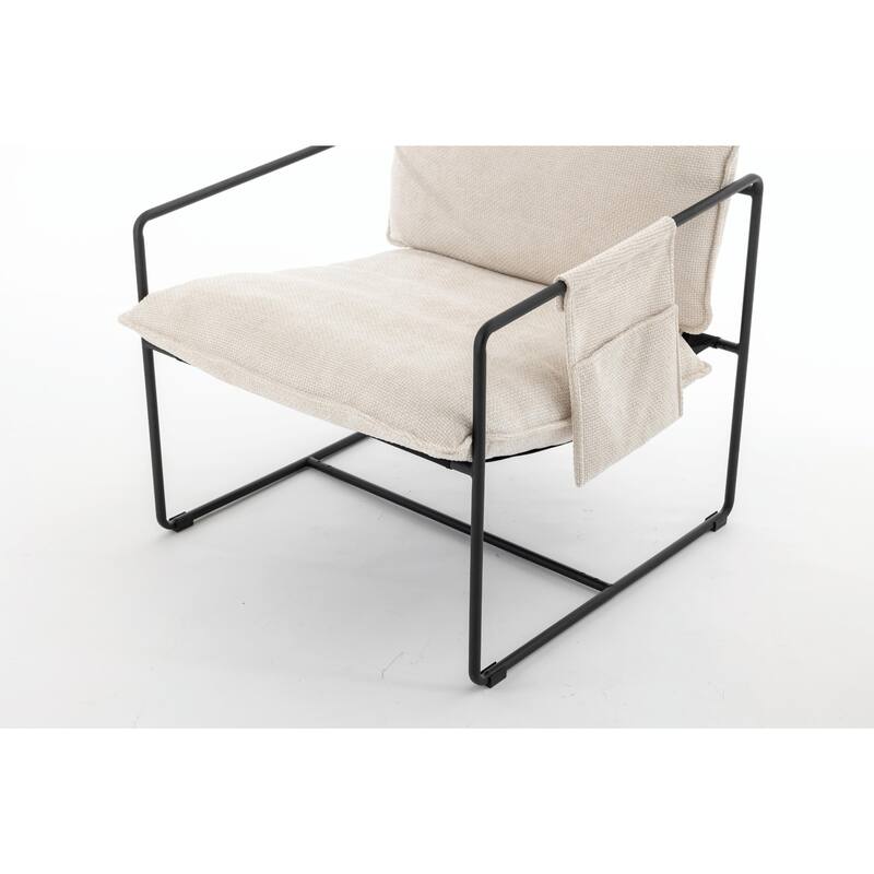 Upholstered Hanging Armchairs with Arm Pockets, Metal Frame,Set of 2