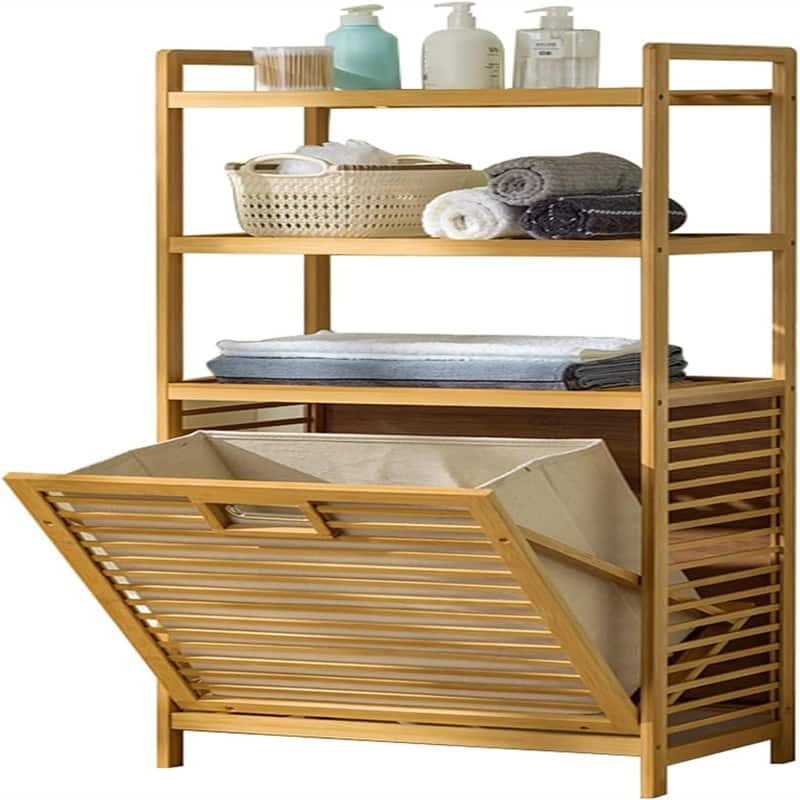 Laundry Hamper with 2 Tier Shelves
