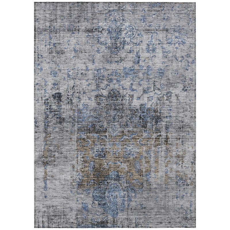 Machine Washable Indoor/ Outdoor Vintage Traditional Chantille Rug