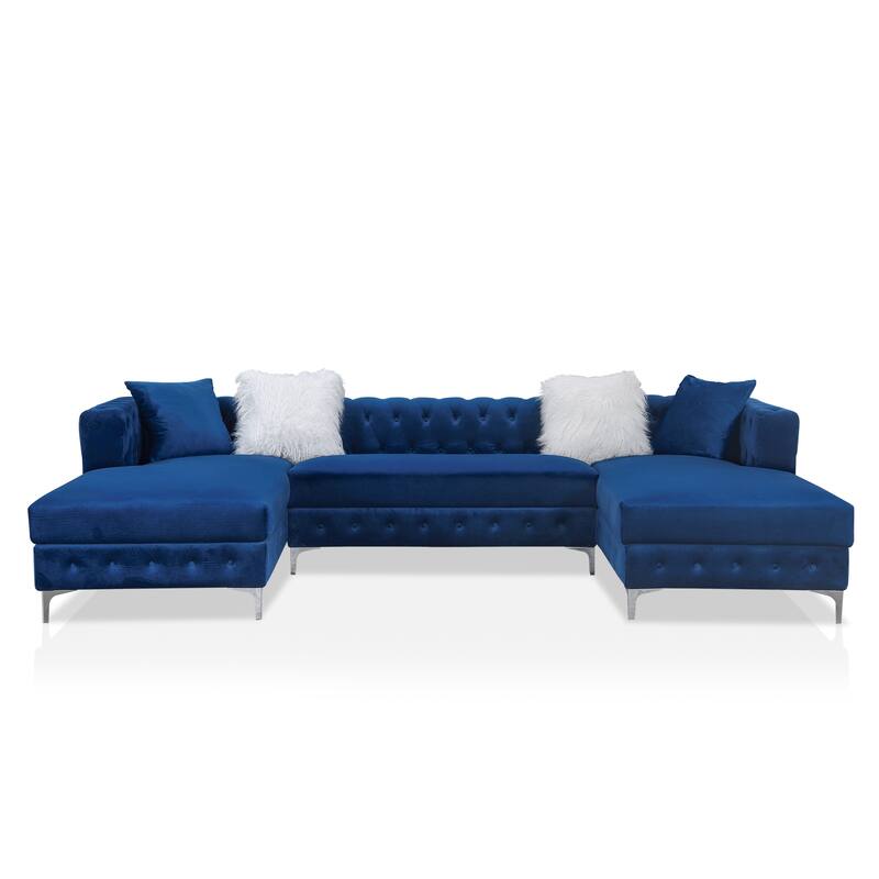 Delfinia Contemporary Fabric Upholstered Tufted Sectional by Furniture of America