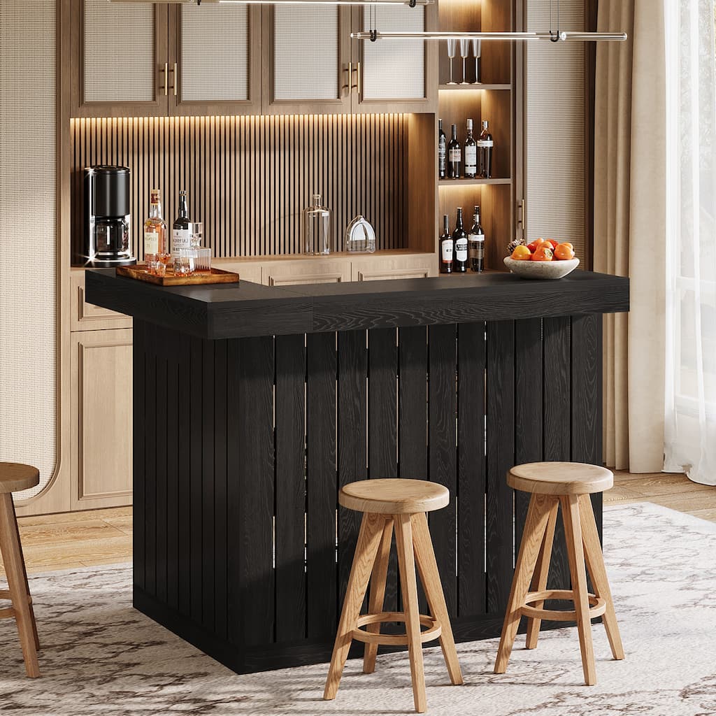 L-Shaped Home Bar Unit, 4-Tier Corner Liquor Bar Table