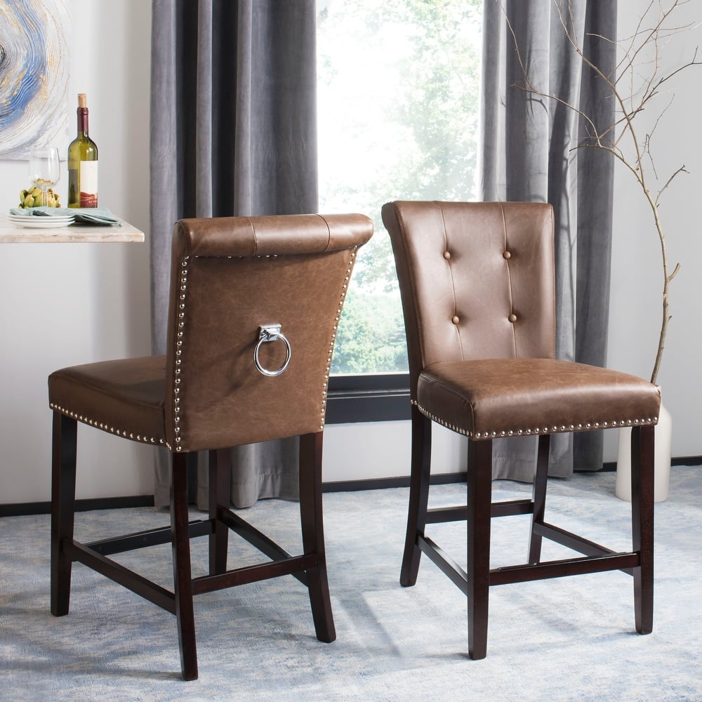 SAFAVIEH Maruse 26-inch Tufted Counter Stool (Set of 2) - 20" x 26.5" x 40.5" - 20Wx27Dx41H