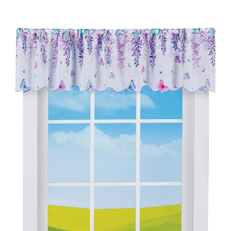 Wisteria Printed Rod Pocket Top Window Valance - 70.75 x 14.75 x 0.01