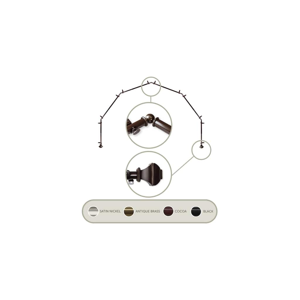 Bay Window Curtain Rod - 6-Sided Cocoa Corner Rods for Draperies & Curtains - Home Decor - M