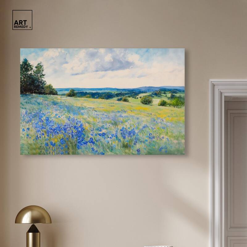 Sky Over Blue Fields Canvas by Art Remedy, Gallery Wrapped