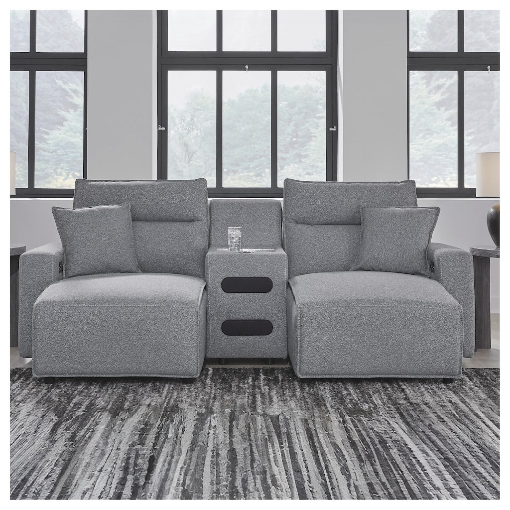 Signature Design by Ashley Modmax Gray 3-Piece Power Reclining Sectional with Chaise - 100" W x 63" D x 41" H