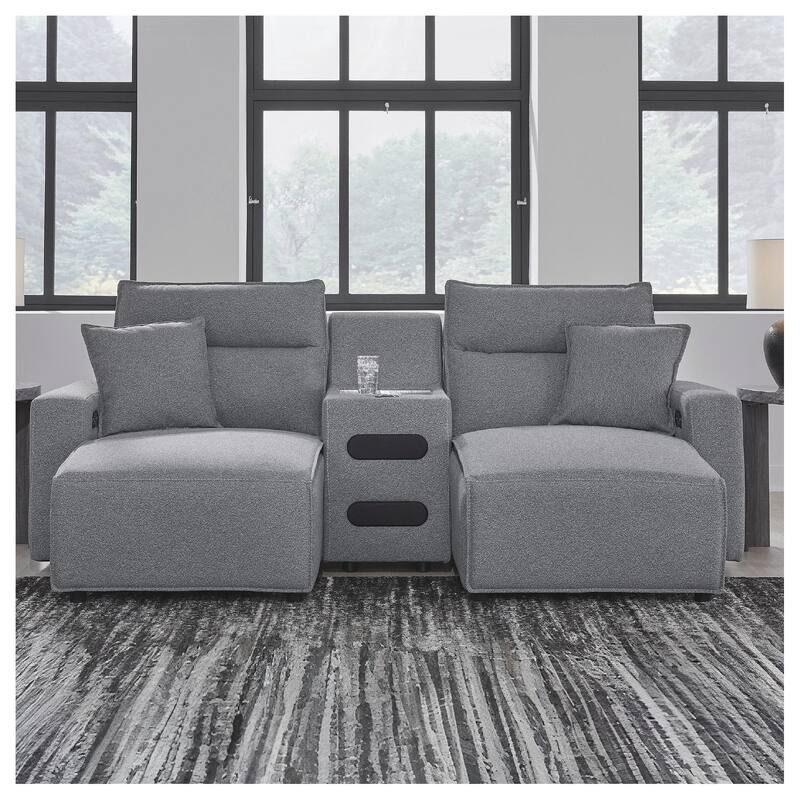 Signature Design by Ashley Modmax Gray 3-Piece Power Reclining Sectional with Chaise - 100" W x 63" D x 41" H - Gray - Symmetrical