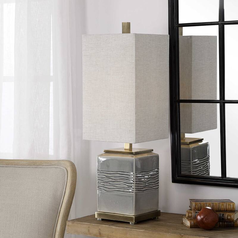 Ceramic Glaze Buffet Table Lamp - 32" - Gray and Beige