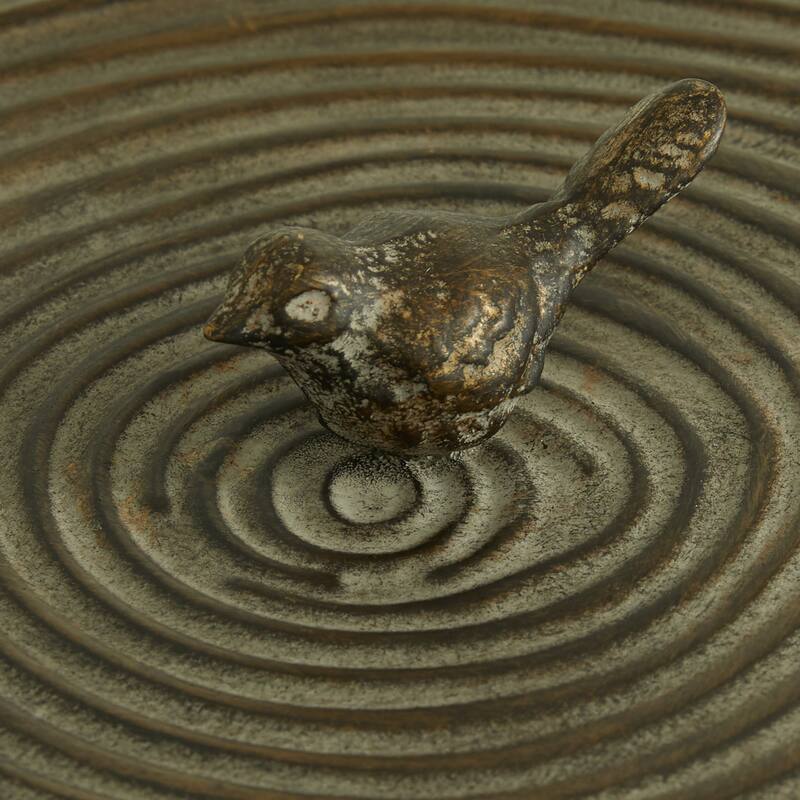 Metal Bird Carved Decorative Jars - Set of 2 Bronze - Roche River Decor - 12"W x 12"L x 7"H