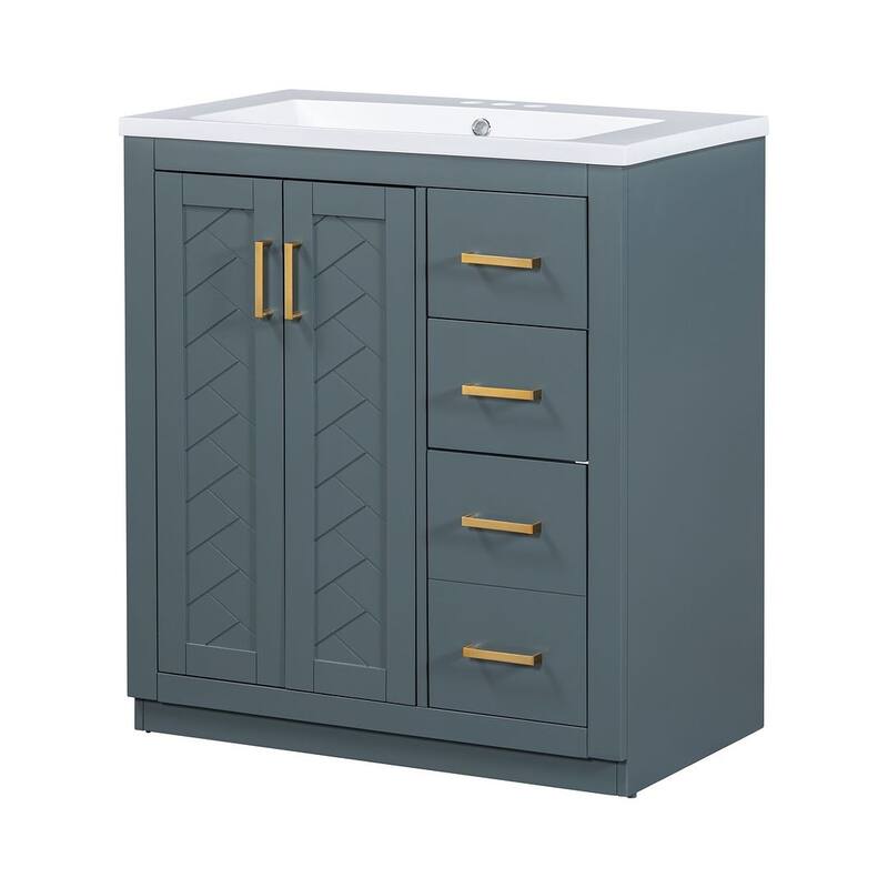 30'' Modern Freestanding Bathroom Vanity with Top Sink , Solid Wood Frame