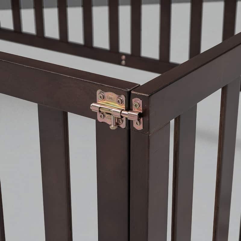 Full Size Wooden Floor Bed Frame with Fence and Door, Montessori Daybed for Kids, No Slats Needed