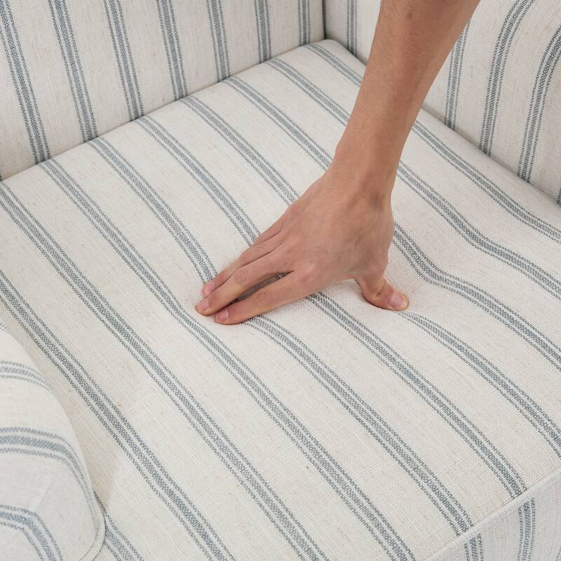 Linen Accent Chairs Nailhead Trim Armchairs with Wooden Legs