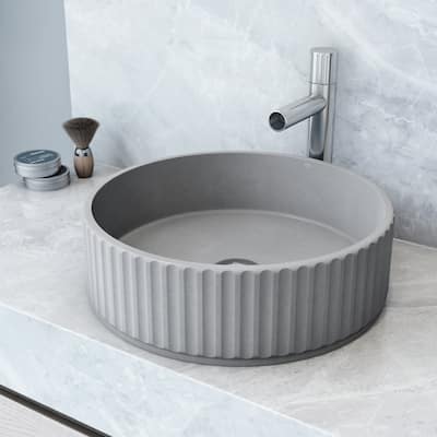 VIGO Windsor 16"L x 16"W Concrete Vessel Sink and Ashford 11"H Faucet Set