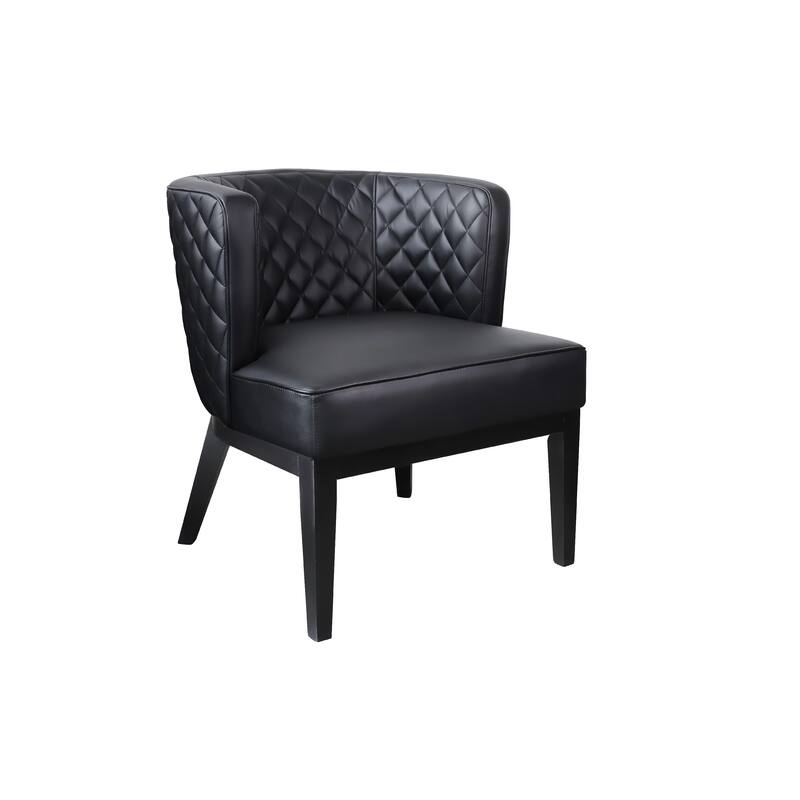 Yoma Guest Chair, Black Quilted Vinyl, Rounded Backrest