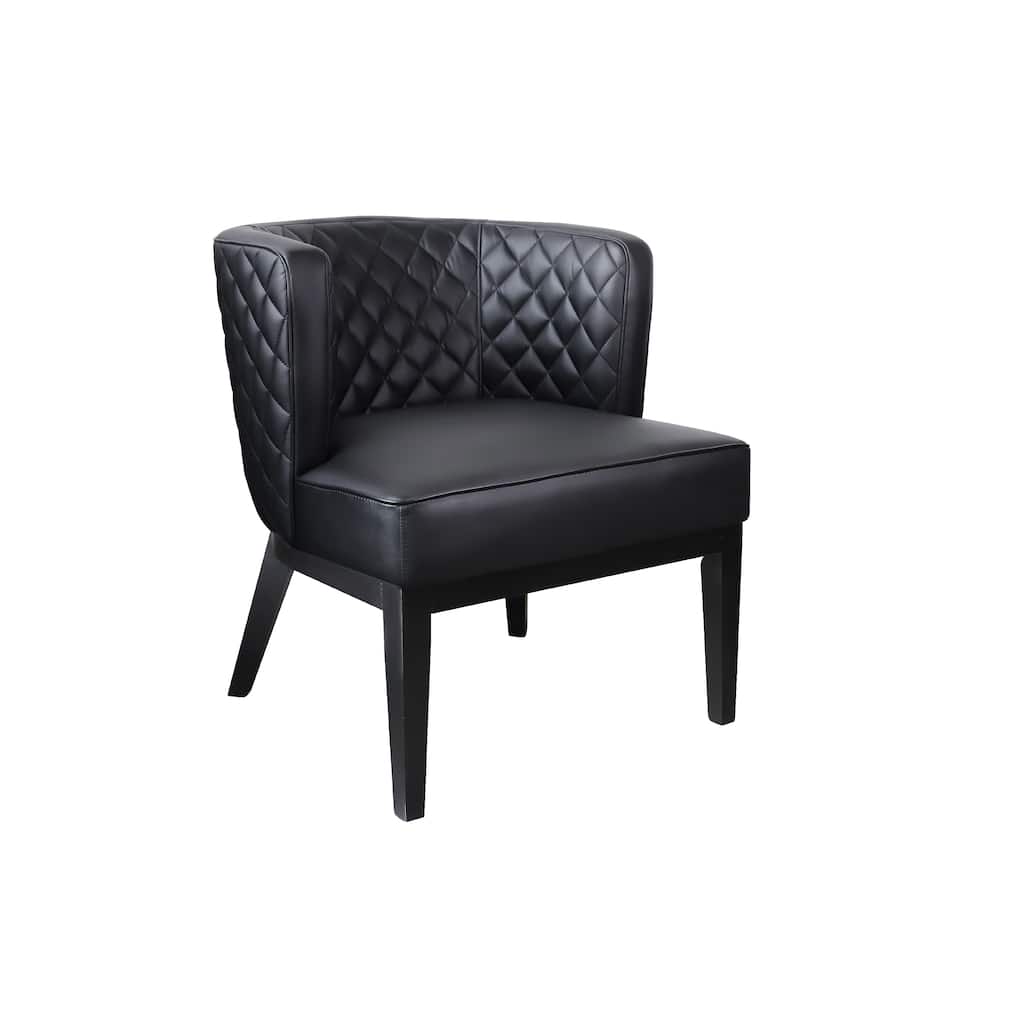 Yoma Guest Chair, Black Quilted Vinyl, Rounded Backrest