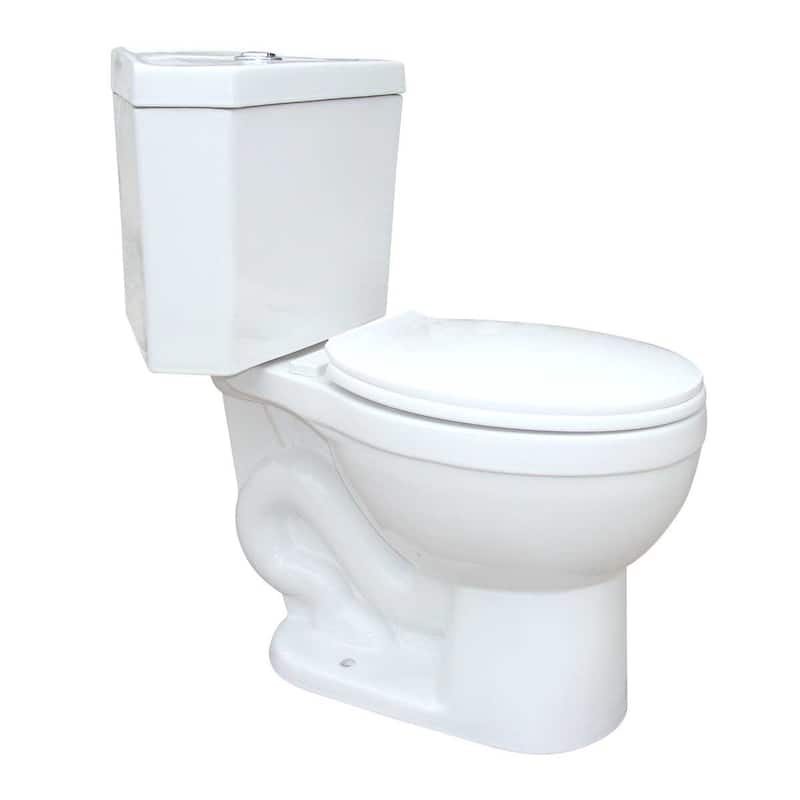 Troyt White Porcelain Compact Corner 2-Piece Toilet Round High Low Top Tank Button Flush