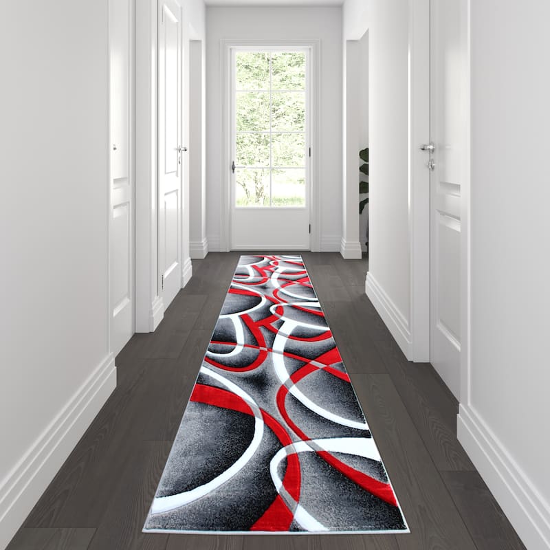 Modern Ribboned Design High-Low Pile Abstract Area Rug