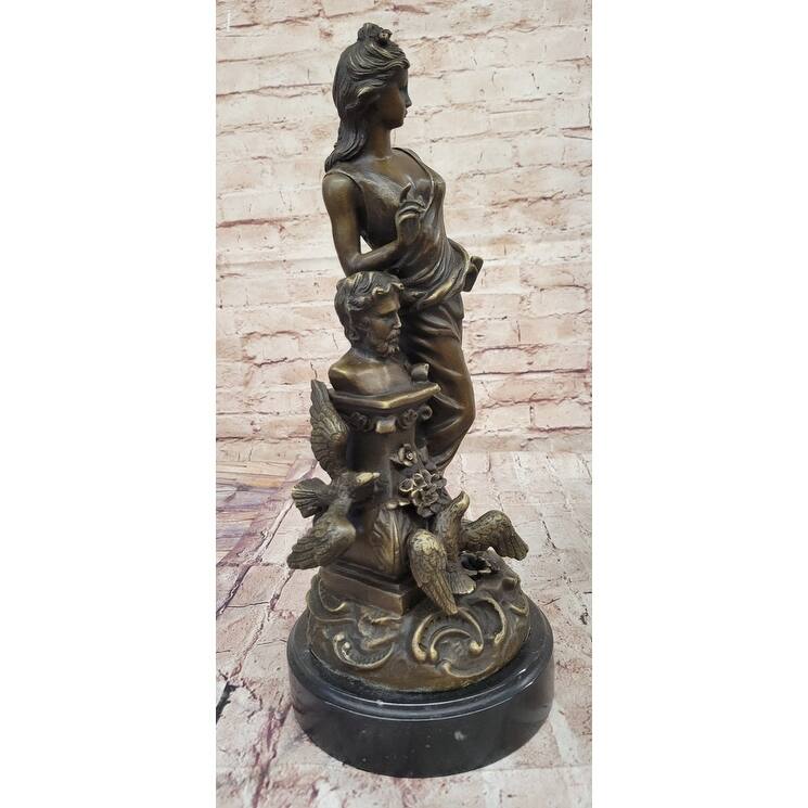 Greek Roman Mythology Goddess Aphrodite With Bust Of Philosopher Bronze Sculpture