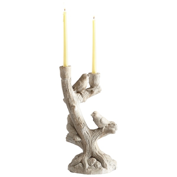 Cyan Design 09019 Look Out Cement Candlestick Candle Holder - Weathered Stone