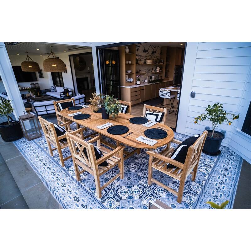 Nordic Style Teak Outdoor Natural Dining Chair with Arm Rests - 25.98" D x 23.62" W x 36.22" H