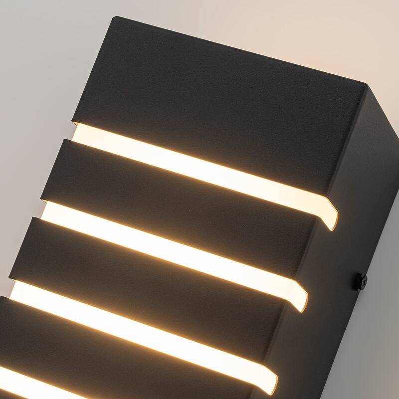 2-light Modern Black Outdoor Rectangular LED Wall Sconce - H9.3" x W4.5" x D3.7"