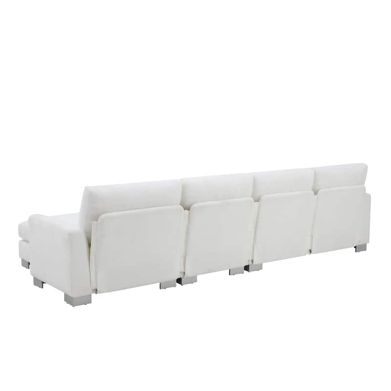 119" Chenille L-Shaped Sectional Sofa with Chaise & Pillows