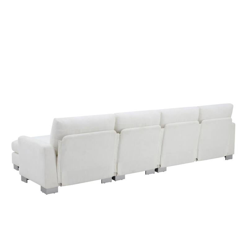 119'' Spacious L-Shaped 5 Seater Sectional Sofa with Chaise Lounge and 2 Decorative Pillows, for Living Room, Apartment