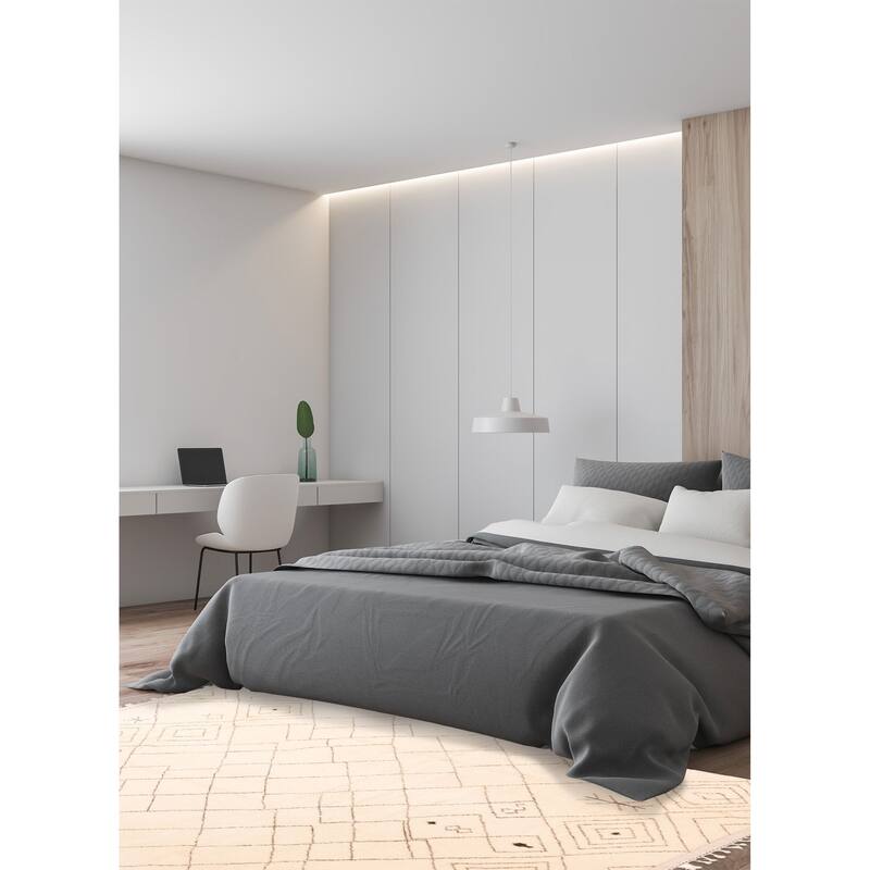 ECARPETGALLERY Hand-knotted Pak Finest Marrakesh Cream Wool Rug - 7'1 x 9'8