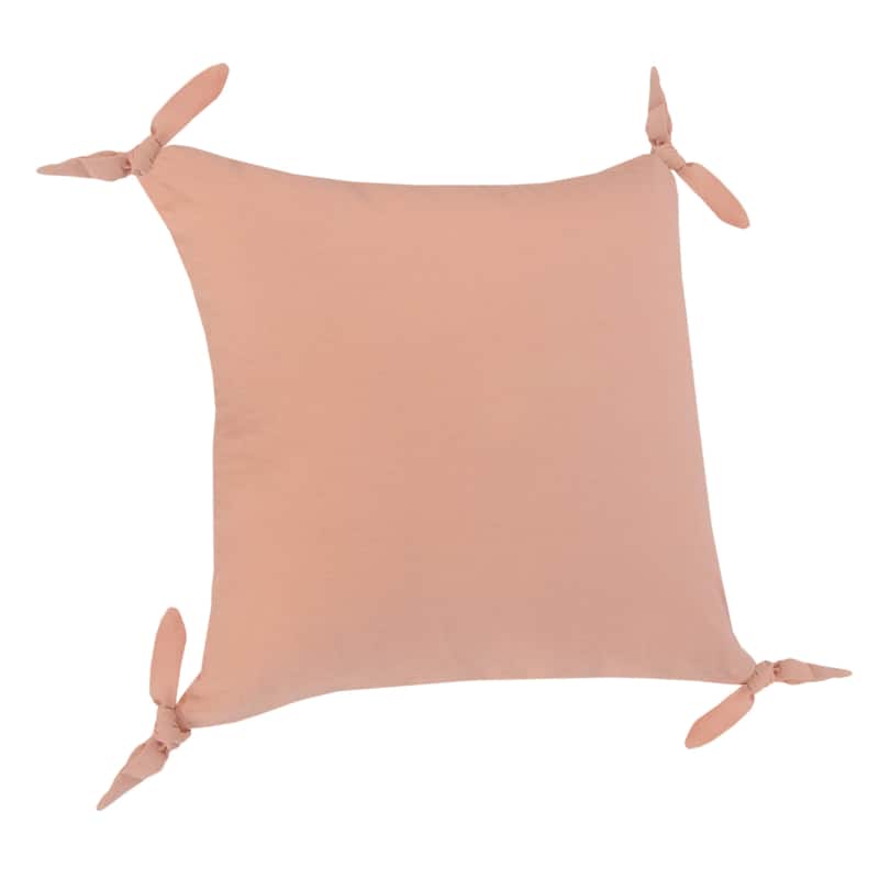Sevita Solid Pink Corner Tie Throw Pillow