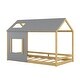 preview thumbnail 28 of 30, Full Size House Bed With Roof And Window - White+Natural