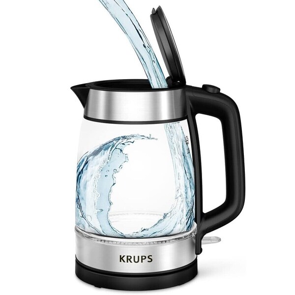Austiom Leading LLC 1.7 Liter Glass Electric Kettle with LED Indicator Anti Scale Filter Double Wall Fast Boiling Auto Off Keep Warm Cordless Clear
