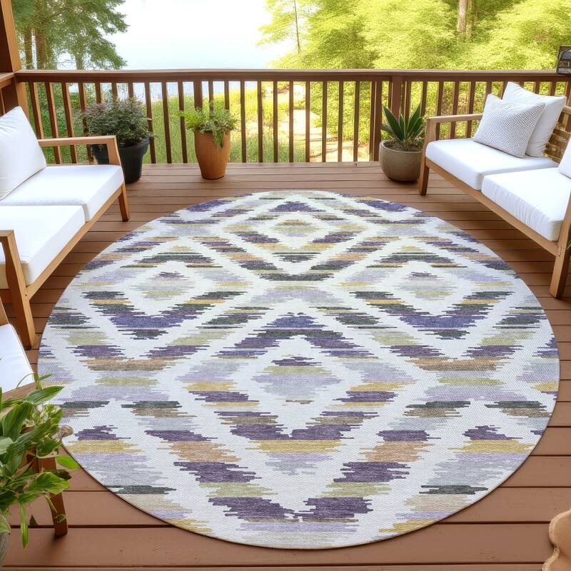 Machine Washable Indoor/ Outdoor Global Diamdon Chantille Rug - Purple - 8' x 8'