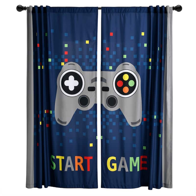 Lush Decor Video Games Window Curtain Panels Set - 84" x 52" - Navy/Multi - 84" x 52"